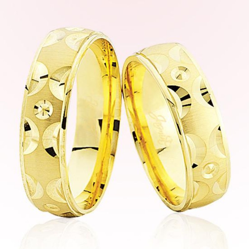 Sarı Desenli Altın Alyans 6301