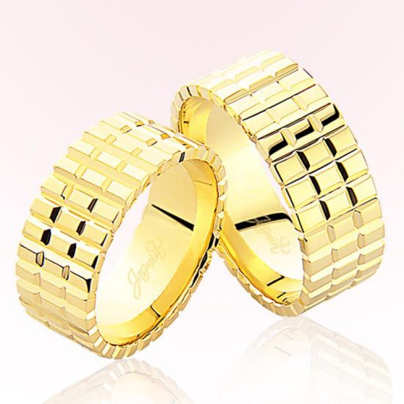 Sarı Kareli Altın Alyans 6407