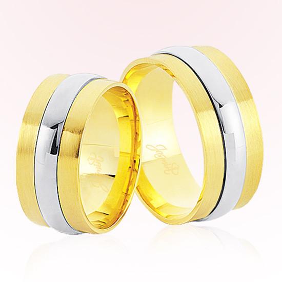 Sarı Beyaz Şeritli Altın Alyans 6506