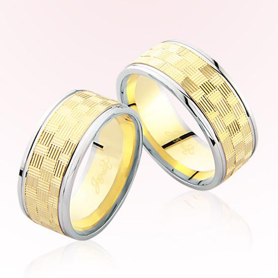 Sarı Beyaz Altın Desenli Alyans 6603