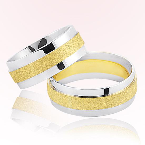 Beyaz Sarı Şeritli Altın Alyans 6709 Beyaz Sarı Şeritli Altın Alyans 6709