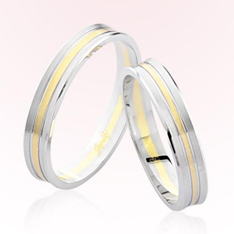 Beyaz Sarı Altın Alyans 7102