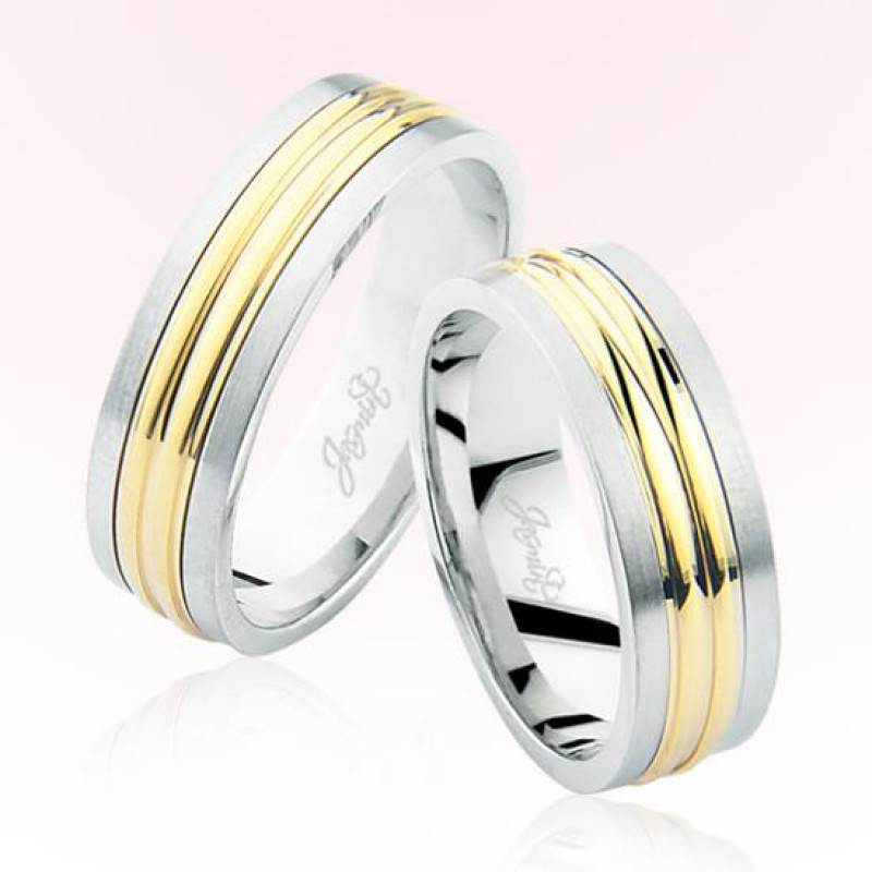 Beyaz Sarı Altın Alyans 7108