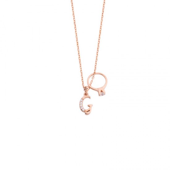 Harfli Tektaş Yüzük Gümüş Kolye GMS1723 Harfli Tektaş Yüzük Gümüş Kolye GMS1723