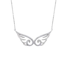 Taşlı Melek Kanadı Gümüş Kolye  GMS1555