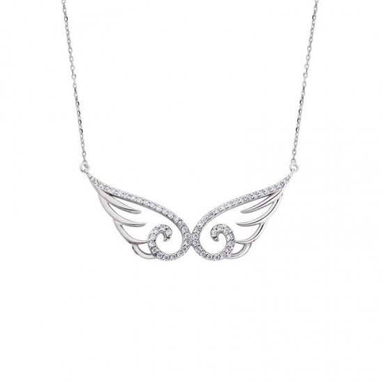 Taşlı Melek Kanadı Gümüş Kolye GMS1555 Taşlı Melek Kanadı Gümüş Kolye GMS1555