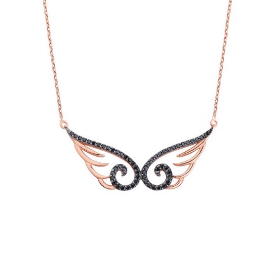 Taşlı Melek Kanadı Gümüş Kolye GMS1556 Taşlı Melek Kanadı Gümüş Kolye GMS1556