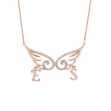 Taşlı Melek Kanadı Harfli Gümüş Kolye  GMS1499