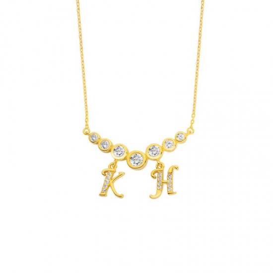 Su Yolu Harfli Gümüş Kolye  GMS1737