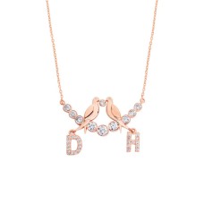 Su Yolu Kuşlu Harfli Gümüş Kolye  GMS1740