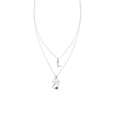 Melek Çift Zincir Harfli Gümüş Kolye  GMS1583