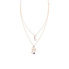 Melek Çift Zincir Harfli Gümüş Kolye  GMS1585