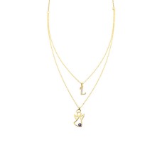 Melek Çift Zincir Harfli Gümüş Kolye  GMS1584