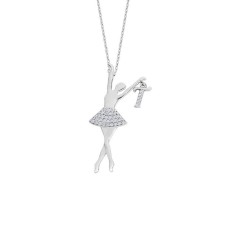 Balerin Harfli Gümüş Kolye GMS1744