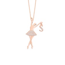 Balerin Harfli Gümüş Kolye GMS1745