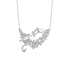 Aşk İncelik İster Kuşlu Harfli Gümüş Kolye GMS1759