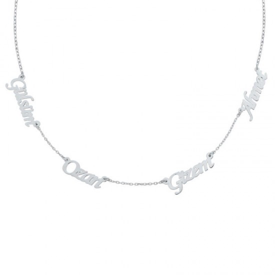 Dört İsimli Gümüş Kolye GMS1265