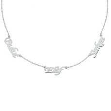 Üç İsimli Gümüş Kolye  GMS1273