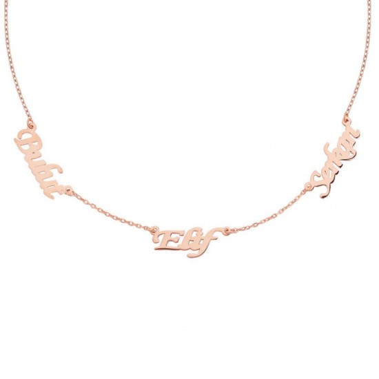 Üç İsimli Gümüş Kolye  GMS1274