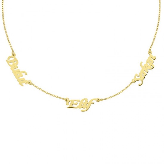 Üç İsimli Gümüş Kolye  GMS1275