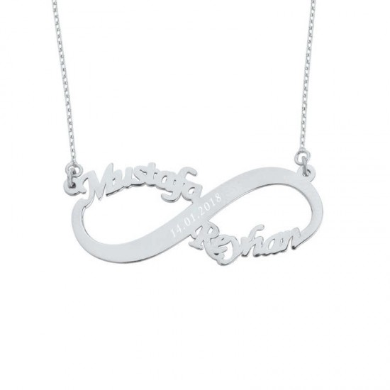 İki İsimli Sonsuzluk Gümüş Kolye GMS1282