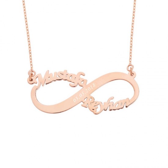 İki İsimli Sonsuzluk Gümüş Kolye GMS1283