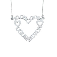 İki İsimli Kalpli Gümüş Kolye GMS1288