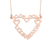 İki İsimli Kalpli Gümüş Kolye GMS1289