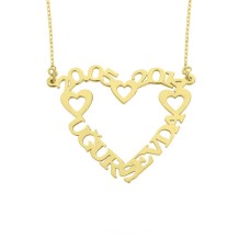 İki İsimli Kalpli Gümüş Kolye GMS1290