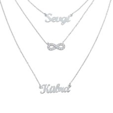 İki İsimli Taşlı Sonsuzluk Gümüş Kolye GMS1295
