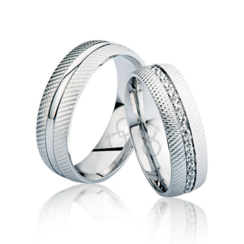 Beyaz Taşlı Altın Alyans 0104