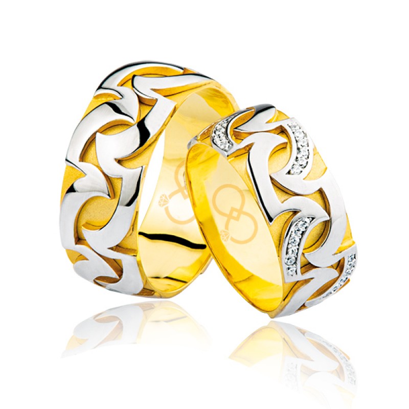 Sarı Beyaz Renk Taşlı Altın Alyans 0301 Sarı Beyaz Renk Taşlı Altın Alyans 0301