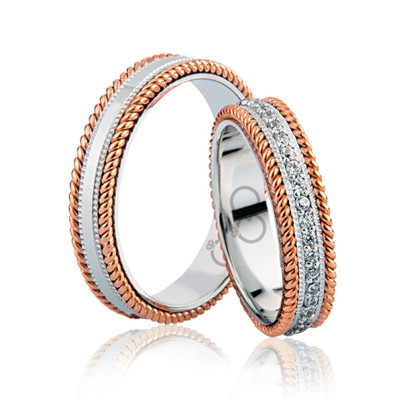 Beyaz Rose Renkli Altın Alyans 0303-3