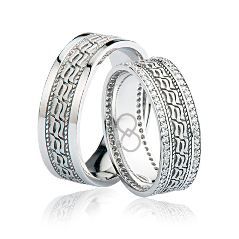 Desenli Taşlı Altın Alyans 0404-3