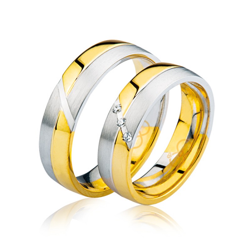 Beyaz Sarı Altın Alyans 0704