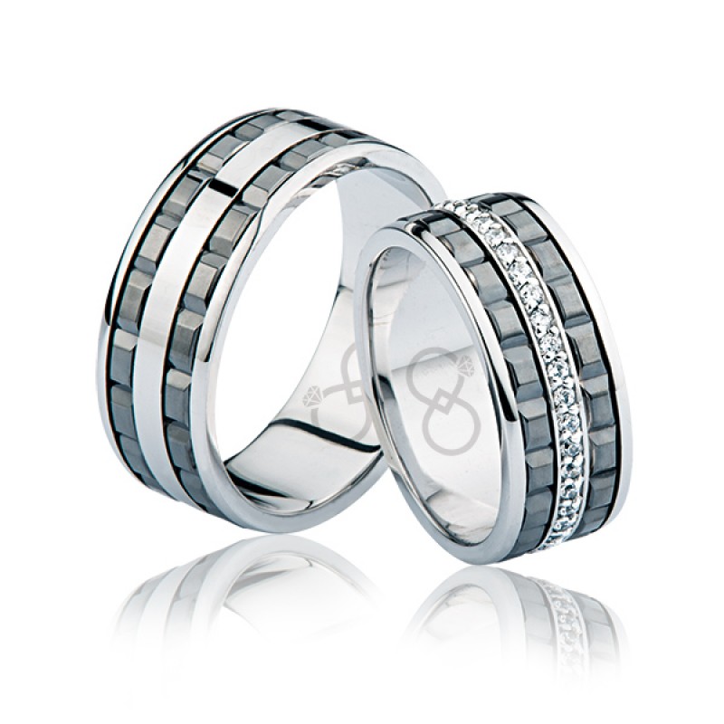 Beyaz Taşlı Altın Alyans 0705-3