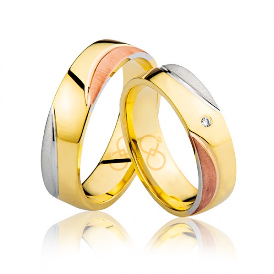 Üç Renk Altın Alyans 0801 Üç Renk Altın Alyans 0801
