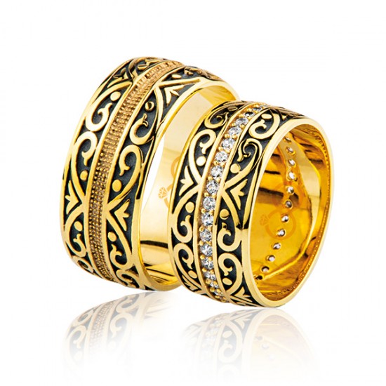 Desenli Altın Alyans 1003-2