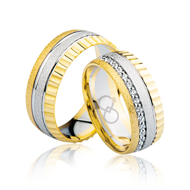 Sarı Beyaz Renkli Altın Alyans - 1105 Sarı Beyaz Renkli Altın Alyans - 1105