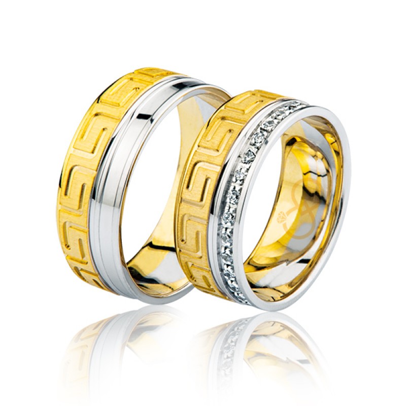 Desenli Taşlı Altın Alyans 1403-3