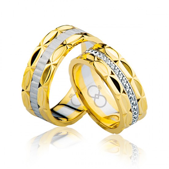 Ortası Tek Sıra Taşlı Altın Alyans 1405