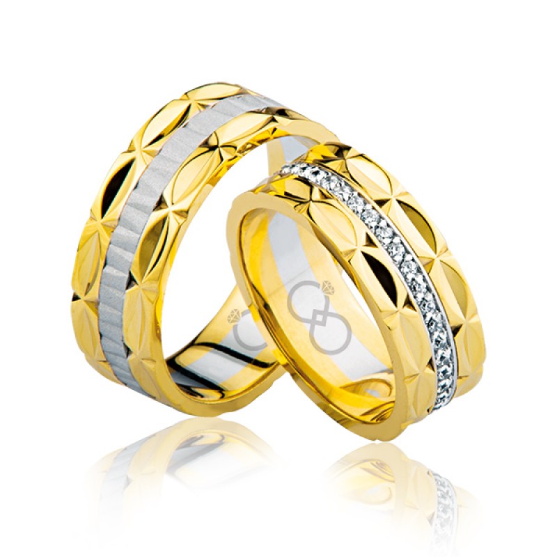 Ortası Tek Sıra Taşlı Altın Alyans 1405 Ortası Tek Sıra Taşlı Altın Alyans 1405