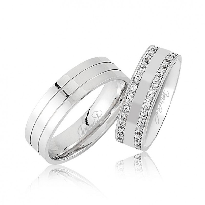 Çift Sıra Taşlı Beyaz Altın Alyans 1505 Çift Sıra Taşlı Beyaz Altın Alyans 1505