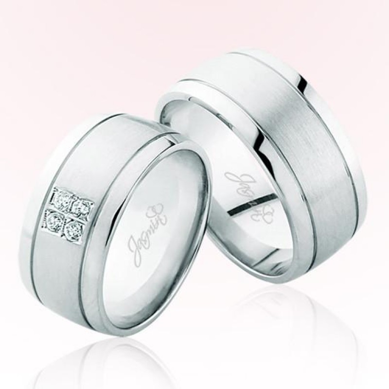 Dört Taşlı Beyaz Altın Alyans 1802