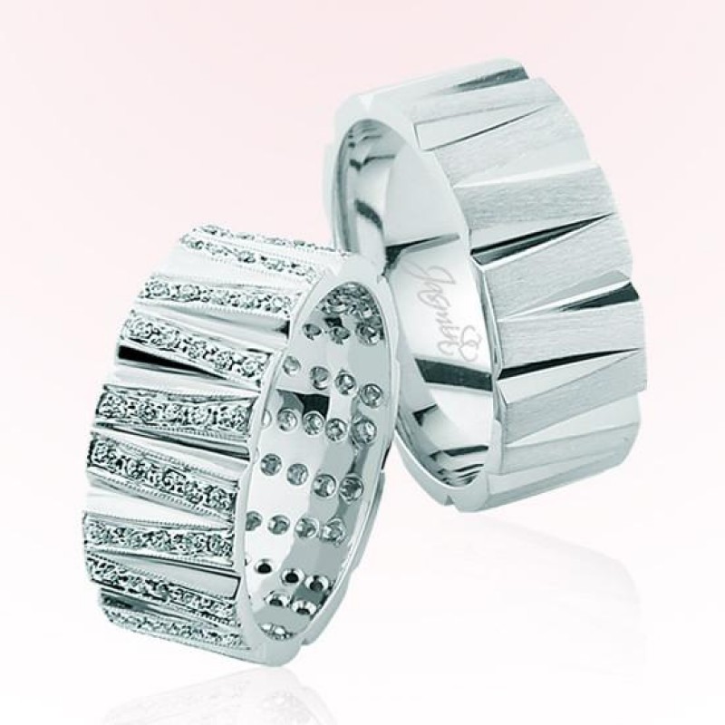 Zikzak Model Taşlı Altın Alyans - 1904 Zikzak Model Taşlı Altın Alyans - 1904