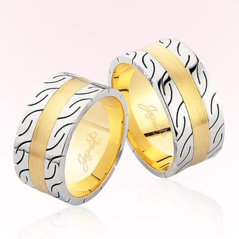 İki Renk Desenli Altın Alyans 2504 İki Renk Desenli Altın Alyans 2504