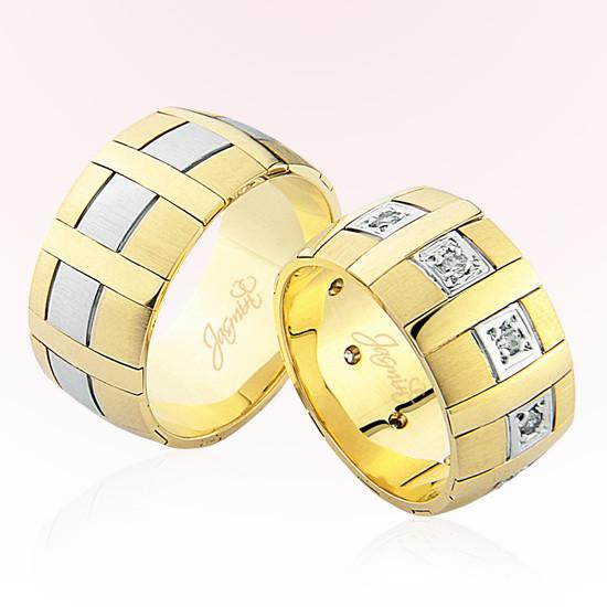 Taşlı İki Renk Altın Alyans 3105