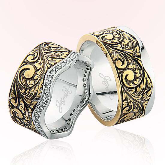 Otantik Desenli Altın Alyans 3503