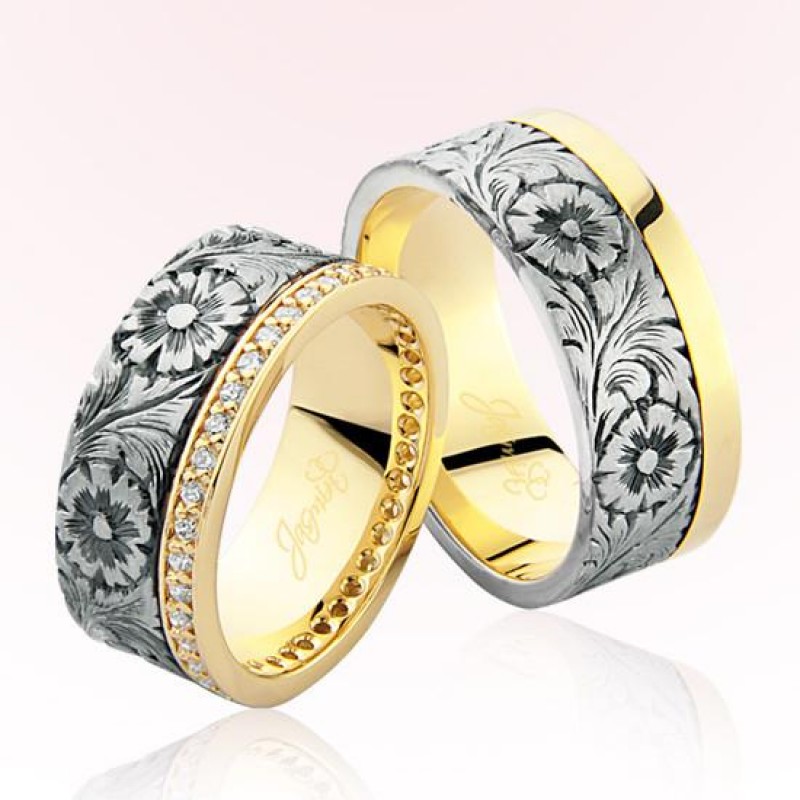 Çiçek Desenli Altın Alyans 3704 Çiçek Desenli Altın Alyans 3704