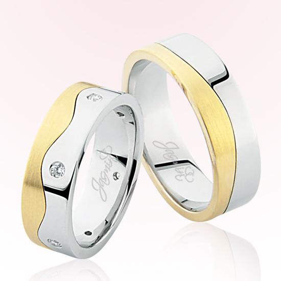 Sarı Beyaz Dalgalı Altın Alyans 3803